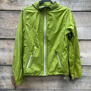 Faded Glory Women's Green Citrine Hooded Zip Up Long Sleeve Windbreaker Large